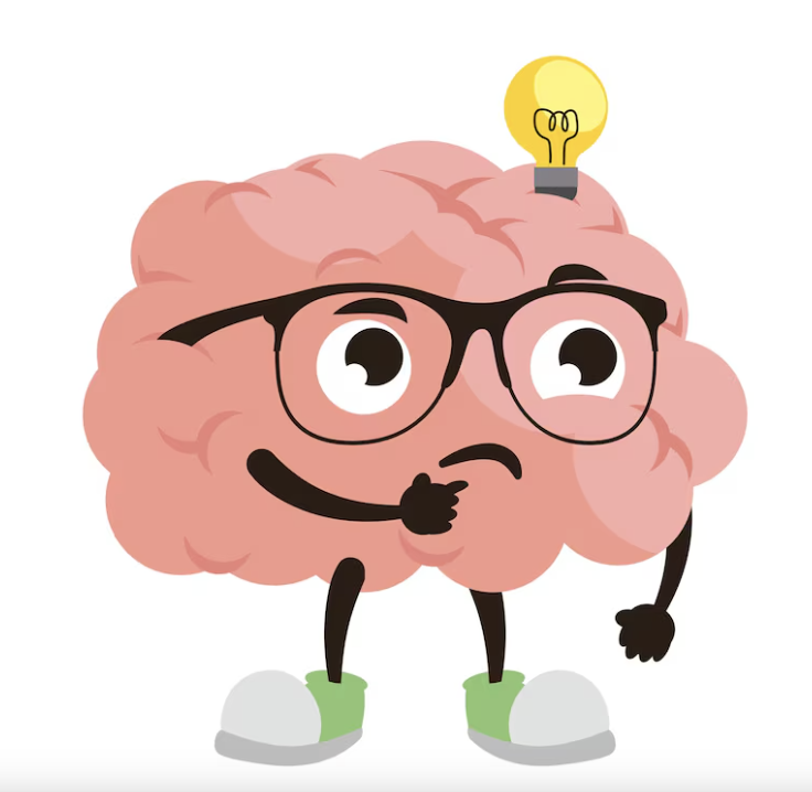  cartoon brain with curiosity icon
